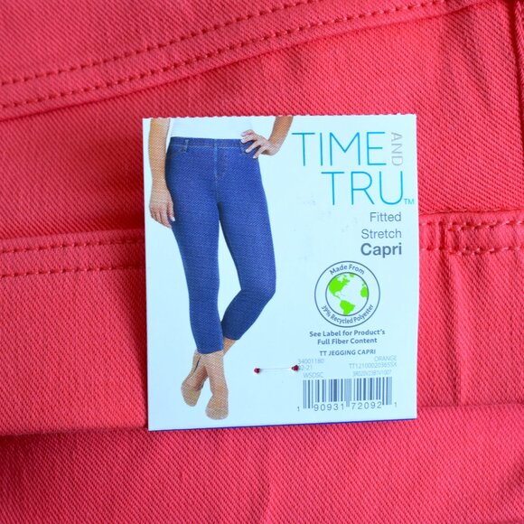 Women's Time And Tru Jegging Capri Fitted Stretch Pants 3XLARGE Orange NEW - Picture 8 of 8